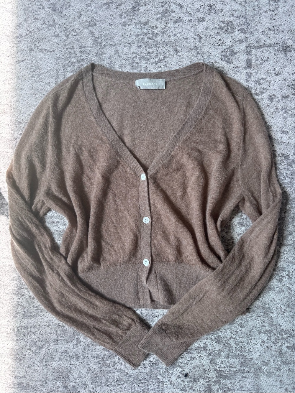 Everlane Brown V-Neck Button Cardigan - Picture 1 of 3